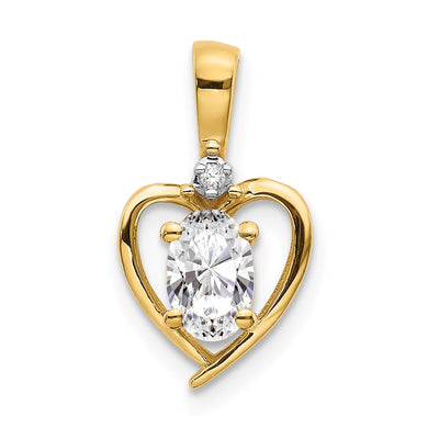 14K white gold diamond heart pendant