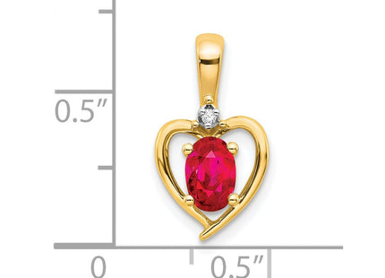 14k Ruby and Diamond Heart Pendant (Style XBS496)