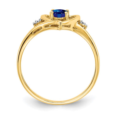 14K Sapphire and Diamond Heart Ring