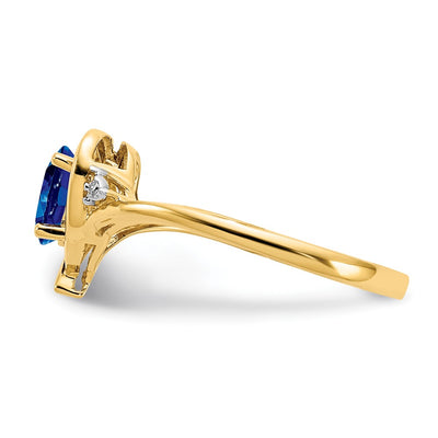 14K Sapphire and Diamond Heart Ring