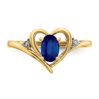14K Sapphire and Diamond Heart Ring