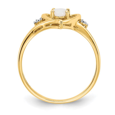 14K Opal and Diamond Heart Ring