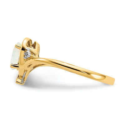 14K Opal and Diamond Heart Ring