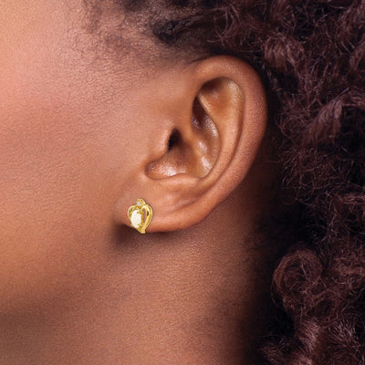 14K Opal and Diamond Heart Earrings