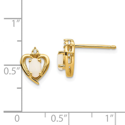 14K Opal and Diamond Heart Earrings