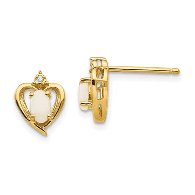 14K Opal and Diamond Heart Earrings