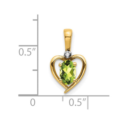 14K Peridot and Diamond Heart Pendant