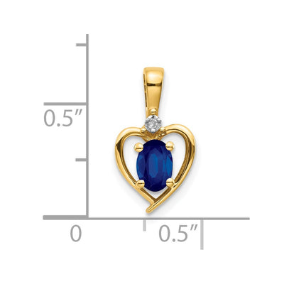 14K Sapphire and Diamond Heart Pendant