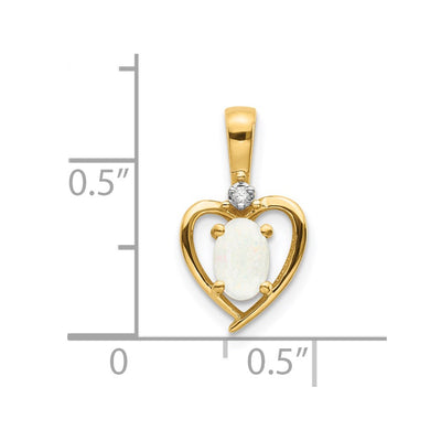 14K Opal and Diamond Heart Pendant
