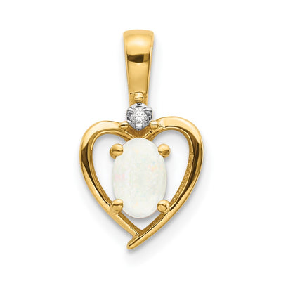 14K Opal and Diamond Heart Pendant