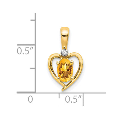 14K Citrine and Diamond Heart Pendant