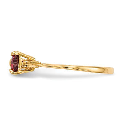 14K Gold Polished Garnet Bow Ring