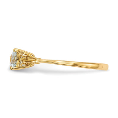 14K Gold Polished Aquamarine Bow Ring
