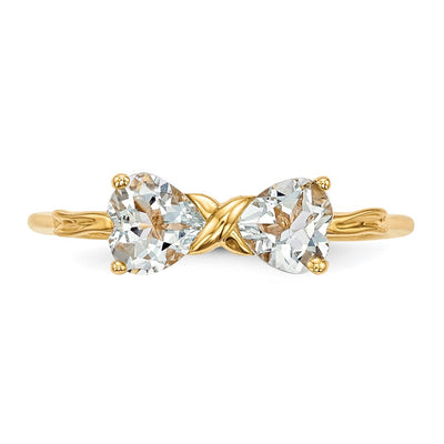 14K Gold Polished Aquamarine Bow Ring