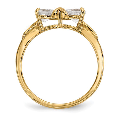 14K Gold Polished White Topaz Bow Ring