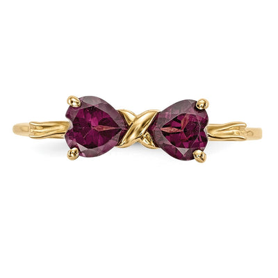 14K Gold Polished Rhodolite Bow Ring