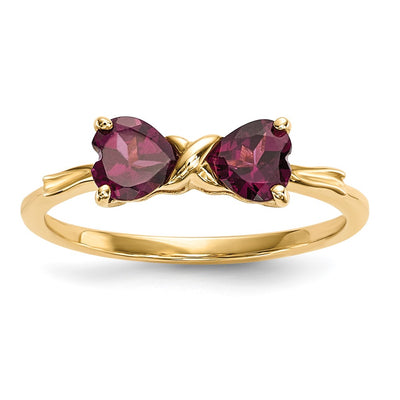 14K Gold Polished Rhodolite Bow Ring