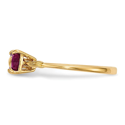 14K Gold Polished Created Ruby Bow Ring
