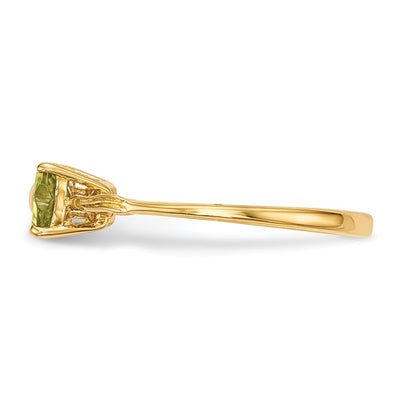 14K Gold Polished Peridot Bow Ring