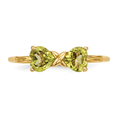 14K Gold Polished Peridot Bow Ring