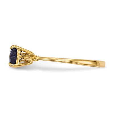 14K Gold Polished Created Sapphire Bow Ring