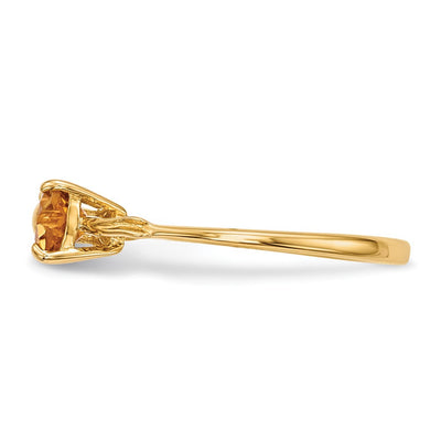 14K Gold Polished Citrine Bow Ring