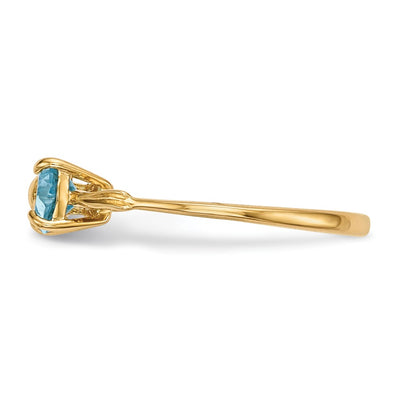 14K Gold Polished Light Swiss Blue Topaz Bow Ring