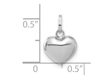 14K white gold heart pendant, another view