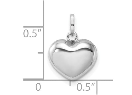 14k White Gold 3D Puffed Heart Pendant (Style XCH111)