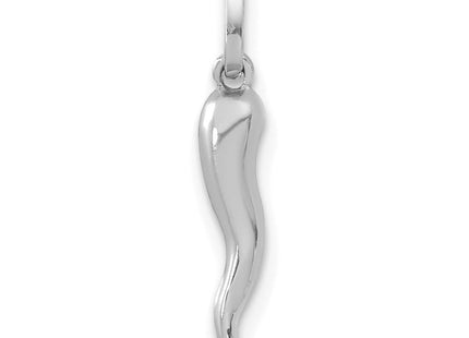 14k White Gold 3D Italian Horn Charm (Style XCH118W)
