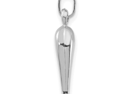 14k White Gold 3D Italian Horn Charm, 25 x 4.6mm