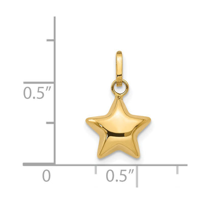 14K 3D Puffed Star Charm, 13 x 6mm