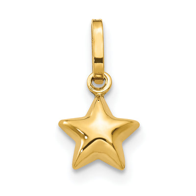 14K 3D Puffed Star Charm, 13 x 6mm