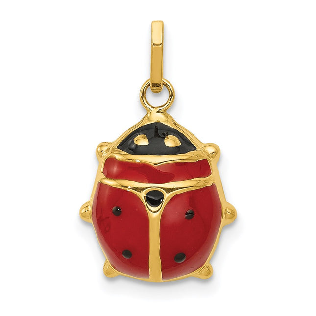 14K Enameled Ladybug Charm, 19 x 11mm