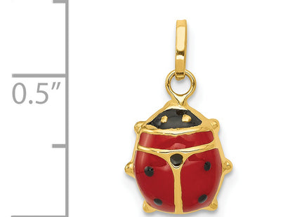 14K Red Enameled Ladybug Charm