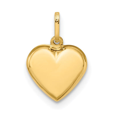14K Polished 3-D Puffed Heart Pendant, 15 x 10mm