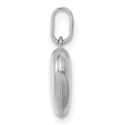 14K White Gold Polished 3-D Heart Pendant