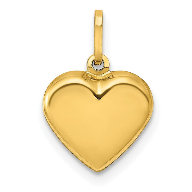 14K Polished 3-D Puffed Heart Pendant, 15 x 10mm