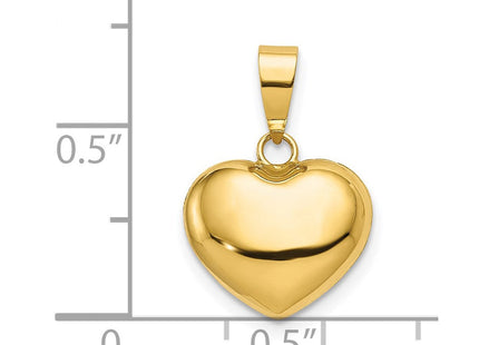14K Polished 3-D Puffed Heart Pendant (Style XCH355)