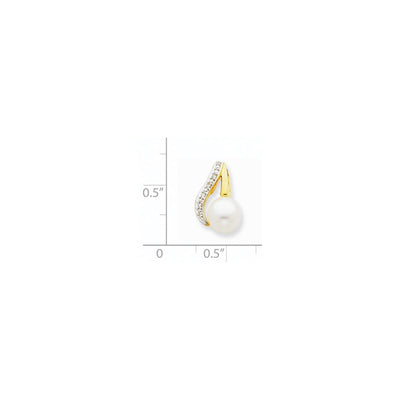 14K Button White FWC Pearl and Rhodium Diamond Pendant