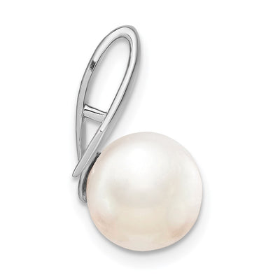 14K White Gold Button FWC Pearl Satin Finish Pendant Slide