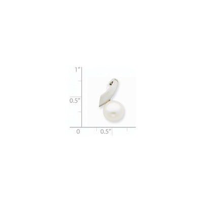 14K White Gold Button FWC Pearl Satin Finish Pendant Slide