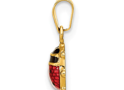 14K Polished Red/Black Enamel Ladybug Pendant (Style XCH689)
