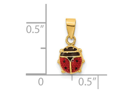 14K Polished Red/Black Enamel Ladybug Pendant (Style XCH689)