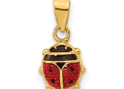 14K Polished Red/Black Enamel Ladybug Pendant (Style XCH689)