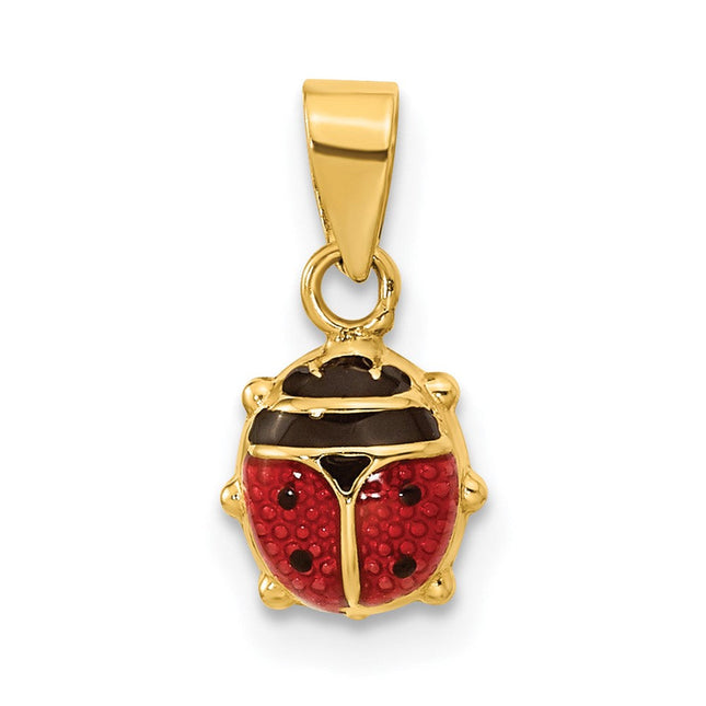 14K Polished Red/Black Enamel Ladybug Pendant, 8 x 7mm