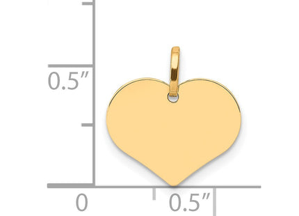 14K Polished Heart Shaped Disc Pendant, 14 x 14mm