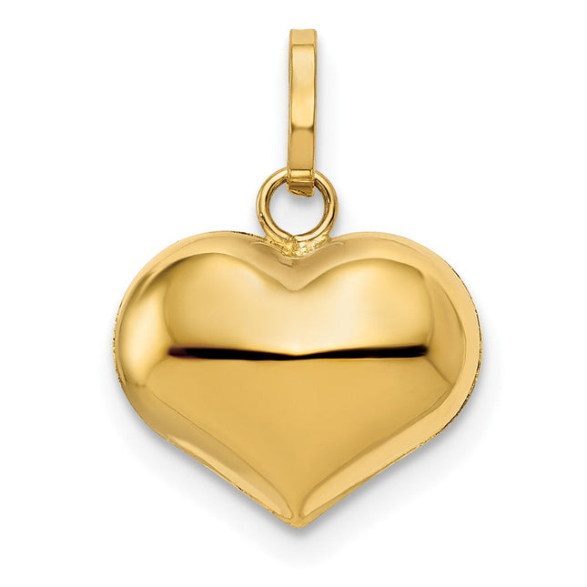 14K Polished Heart Shaped Disc Pendant, 14 x 14mm