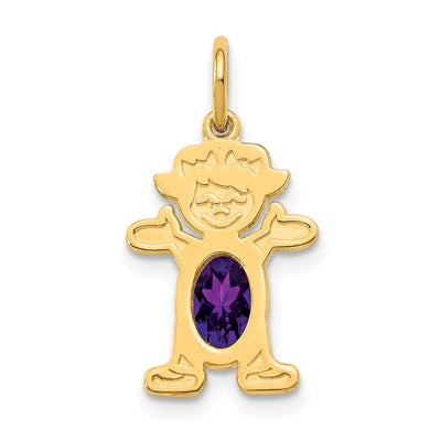 14K gold amethyst oval pendants & charm