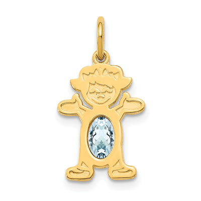 14K gold aquamarine oval pendants & charm